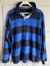 Top rugby John Lewis M blu navy/blu a righe cotone usato ottime condizioni usato