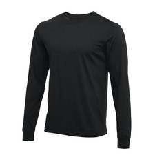 Nike Mens Core Long Sleeve Athletic Cut Cotton Crew T-shirt Black New
