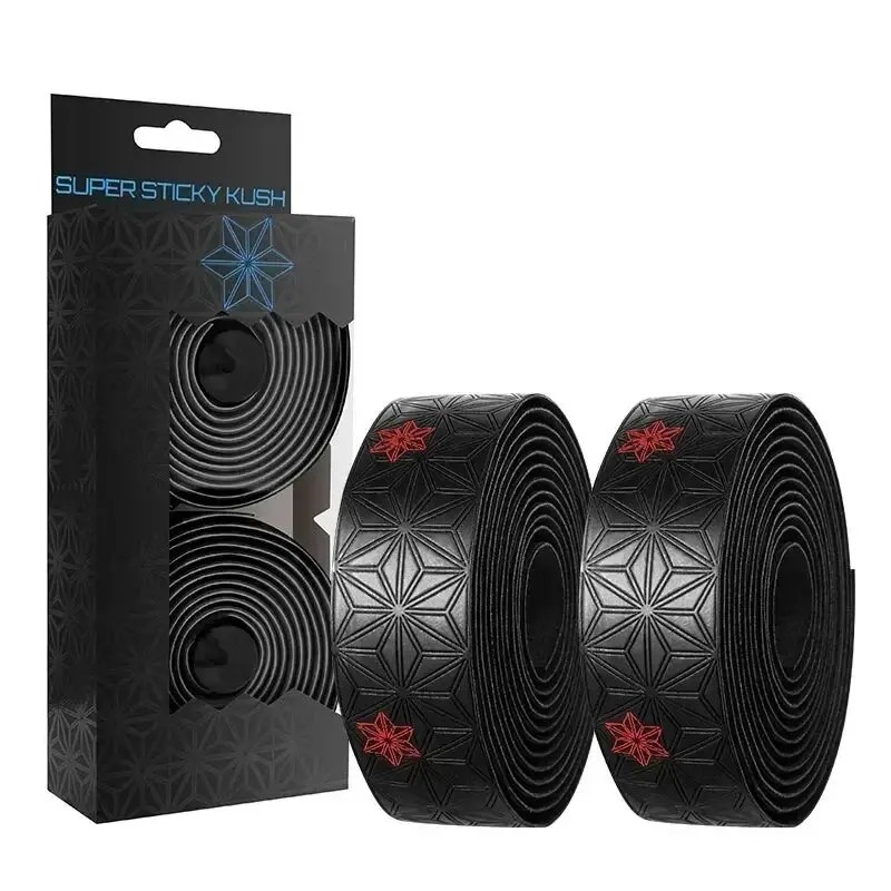 1 Pair Road Bike PU Handlebar Tape Anti-Vibration Shock Absorbing Wrap with Plug