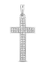 White Gold Diamond Cross Pendant Necklace 0.16ctw Solid 9ct Gold Religious