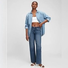NWT Gap Medium Wash Blue Denim Mid Rise 90s Loose Fit Jeans Women's Size 33 16