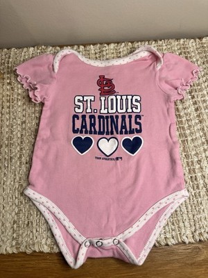 Team Athletics Pink St. Louis Cardinals Bodysuit Hearts Logo Size: 6-9M