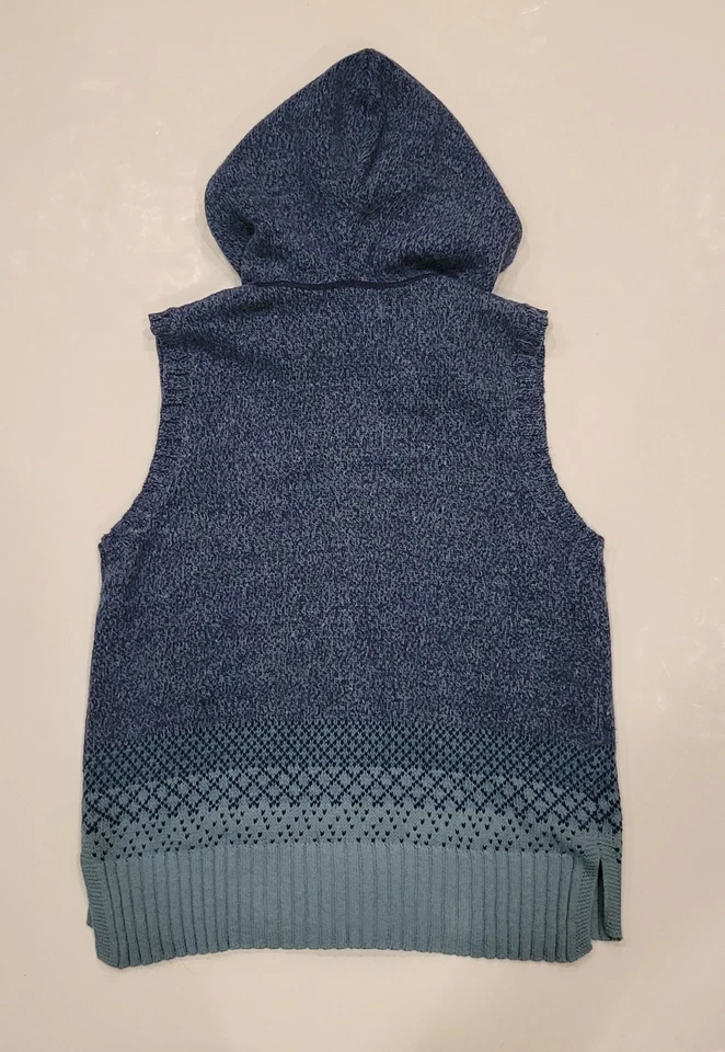 Chaleco Suéter Woolrich Con Capucha Mezcla de Lana Talla M Azul Teal Bolsillos con Cremallera Foto 2 de 4