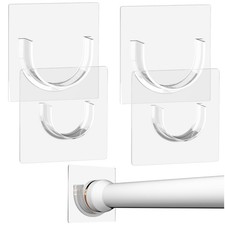 Shower Rod Holder with Strong Adhesive, 4 Pack Shower Curtain Rod Holder for Wal