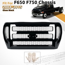 For 2004-2015 Ford F-650 F-750 Front Grille Grill Gloss Black Assembly