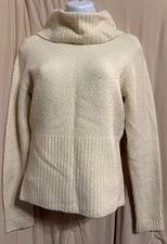 Ann Taylor Loft Small Wool Blend Turtleneck Sweater Cream