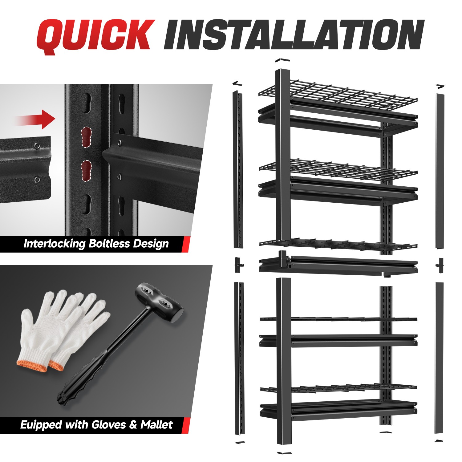 [Set of 2]72" 5-Tier Heavy Duty Adjustable Garage Shelving Units Storage Shelves