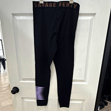 Savage X Fenty Black Purple Stripe Logo High Rise Ankle Leggings L Stretch