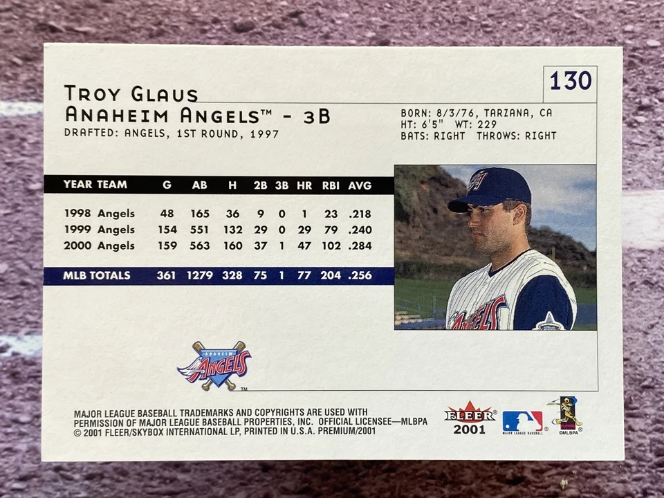 2001 Fleer Premium Troy Glaus #130 Anaheim Angels - Image 2 of 2