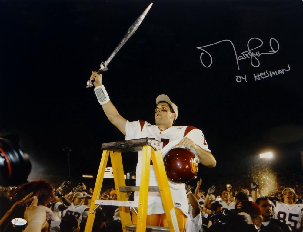 Matt Leinart Signed USC Trojans 16x20 Holding Sword Photo W/ Heisman- JSA W Auth 