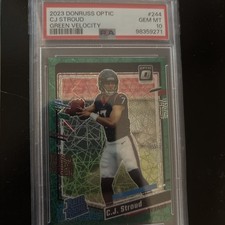 2023 PANINI DONRUSS OPTIC # 244 CJ STROUD GREEN VELOCITY ROOKIE PSA 10 Prizm