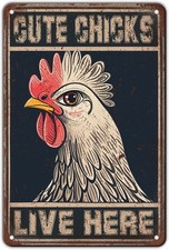 Chicken For Coop Funny Outdoor Cute Chicks Live Tin Metal Signs Home D cor 8x12