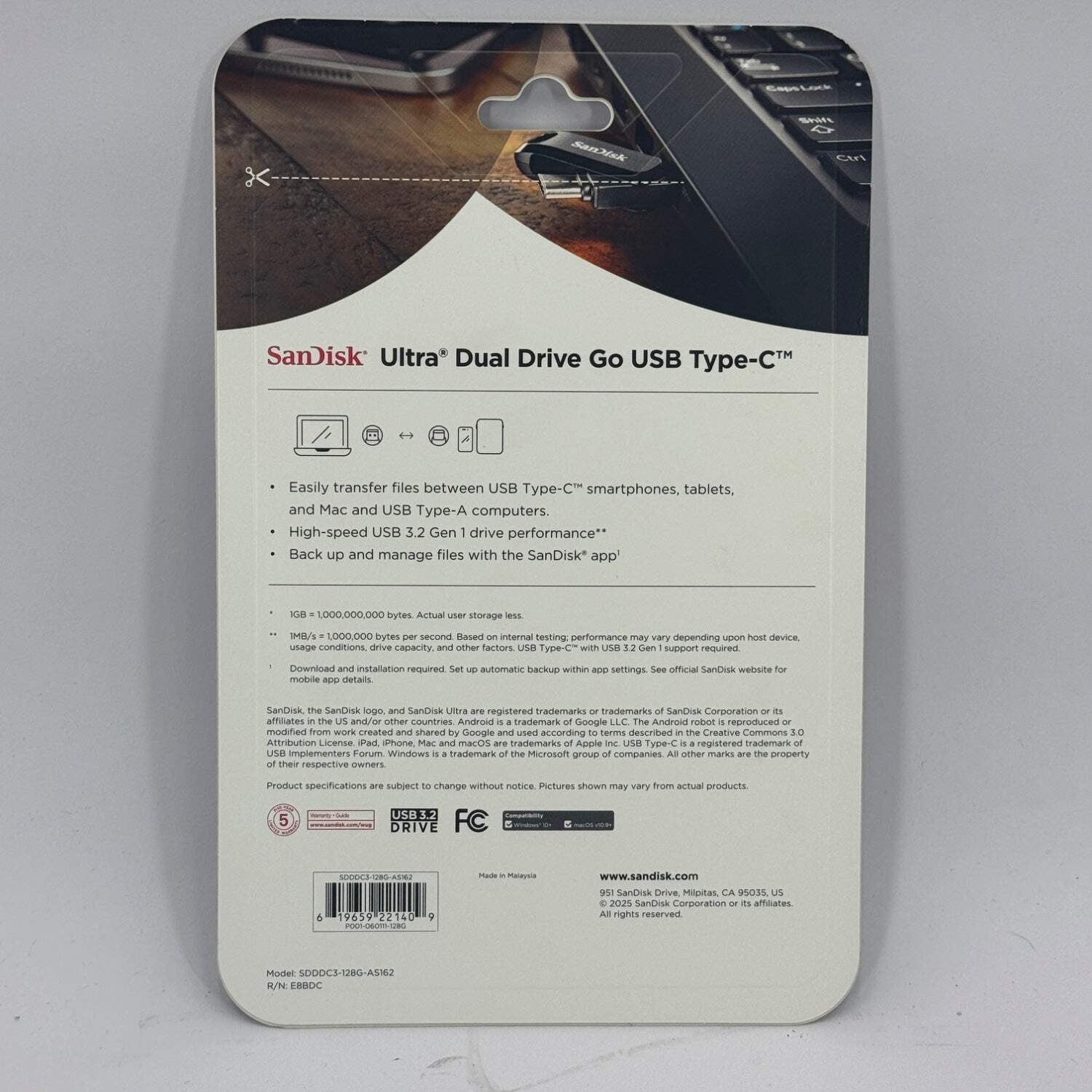 New Sandisk Ultra Dual Drive Go USB Type-C SDDDC3-12G-AS162