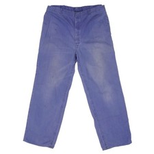 VINTAGE FRENCH WORKWEAR BLUE HBT BUCKLE BACK TROUSERS PANTS 1960S SIZE 38X31