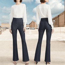 Express Jeans Womens 10 R Flare High Rise Dark Wash Denim Stretch Side Zip Hyper