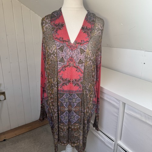 Etro Dress Size 42 Pink Paisley Floral Fine Knit Knee Length Long Sleeve