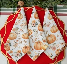 12 PCS Fall Thanksgiving Cloth Napkins 19x19 Inch Pumpkin Autumn Dinner Decor
