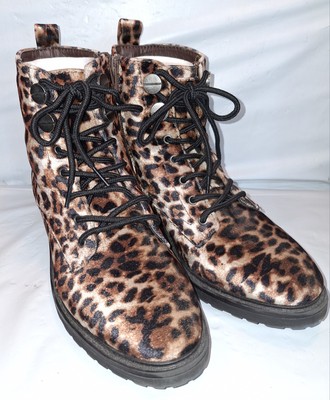 Boots girl,Women's Ankle TRUE CRAFT cheetah Zip Up W Laces S 8.5m w animal print