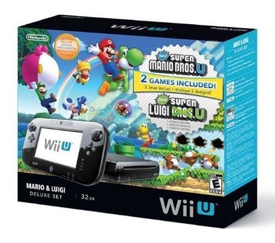 Nintendo Wii U Black Premium Pack 32GB New Super Mario Bros New Super Luigi