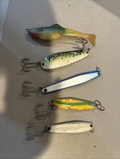 antique vintage fishing lures lot Of 5 Lura 3, Weber, Jerry Jig And More