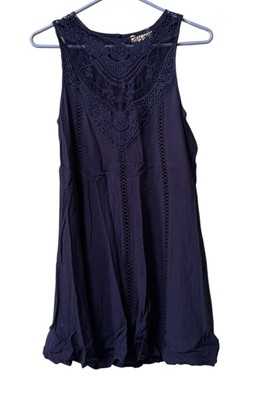 Black Swan Crocheted Lace Tank Top Sleeveless Size XS Blue Ish Purple Rayon READ
