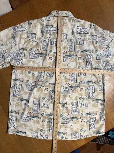 Shaver Lake Aloha Button Shirt Herren L 100% Baumwolle Hawaii Geometrisch Fisch Print - Bild 6 von 7