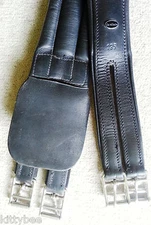 Beautiful Kavalkade Leather Girth! 53 " / 135 cm - Black, Soft, Elastic !  NEW!