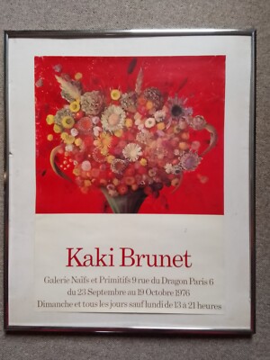 Ausstellungsplakat Poster Kunstdruck, Naive Malerei, KAKI BRUNET, Paris 1976