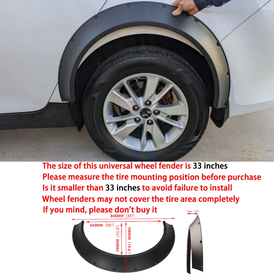 4X 33" For Toyota Corolla Universal Fender Flares Wheel Arches Wide Body Kit Foto 3 de 4