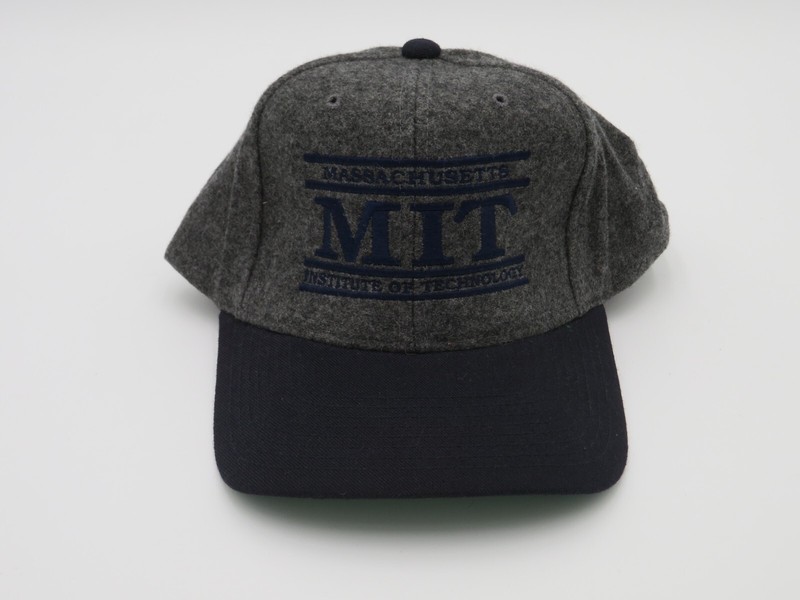 Vintage M.I.T. Baseball Cap Hat Snapback Dark Heathered Grey w/ Navy Blue Bill