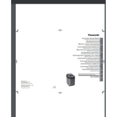 Panasonic SD-ZX2522 Bread Maker Machine Owner & Recipe Manual(Only
