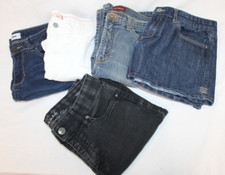 Lote de 5 Pantalones Vaqueros Denim, Pantalones Cortos y Falda Talla 10 Negro, Azul, Blanco Lote Mixto