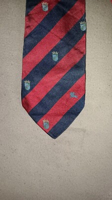 Old School Herren Burberry London Krawatte 100 % Seide Rot Blau Gestreift 