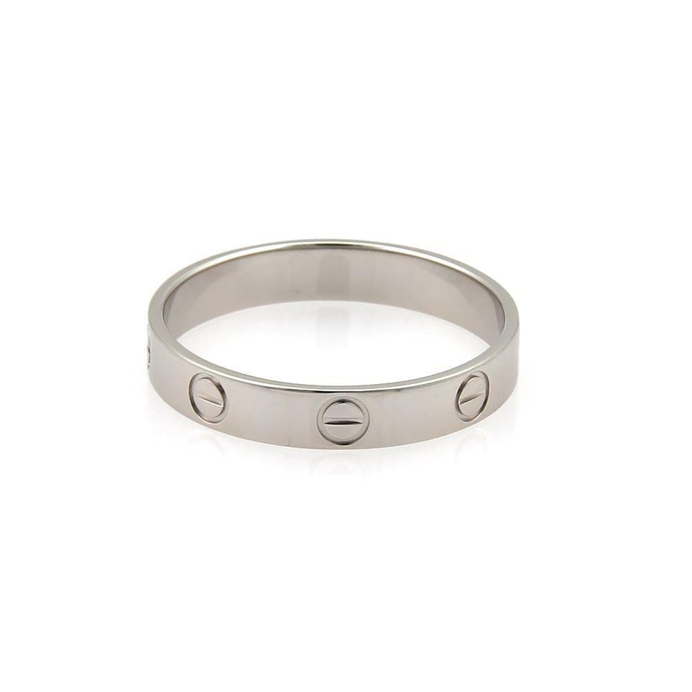 Cartier Mini Love 18k White Gold 3.6mm Band Ring Size EU 58 Cartier Mini Love 18k White Gold 3.6mm Band Ring Size EU 58