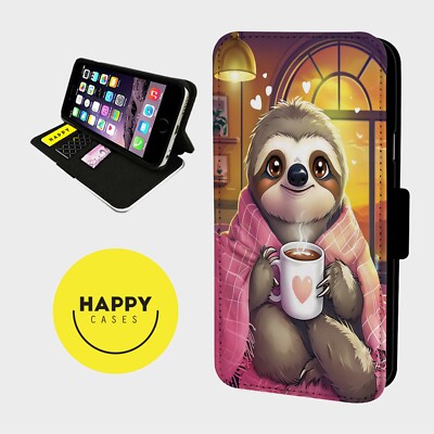 COSY SLOTH HOT DRINK - Kunstleder Flip Handyhülle - iPhone/Samsung