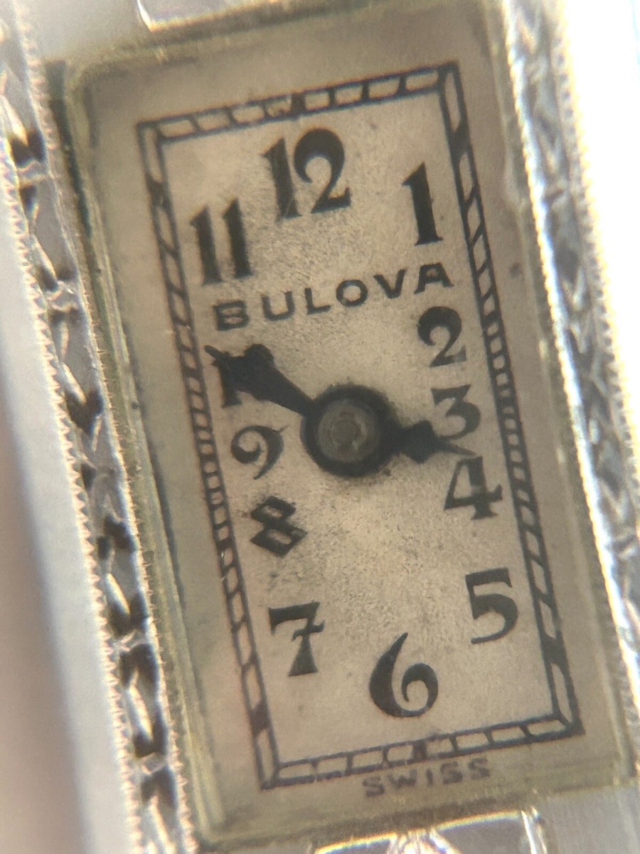 Vtg Bulova 1934 MISS LIBERTY Lady Deco Rectangle Manual Wind  display picture 3