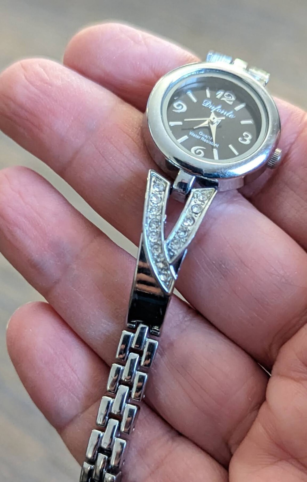 Vintage Dufonte silver tone rectangular quartz wa… - image 6