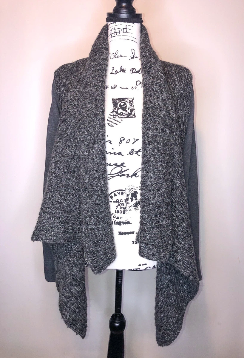 prAna Small Demure Open Waterfall Wool Blend Cardigan Sweater Gray