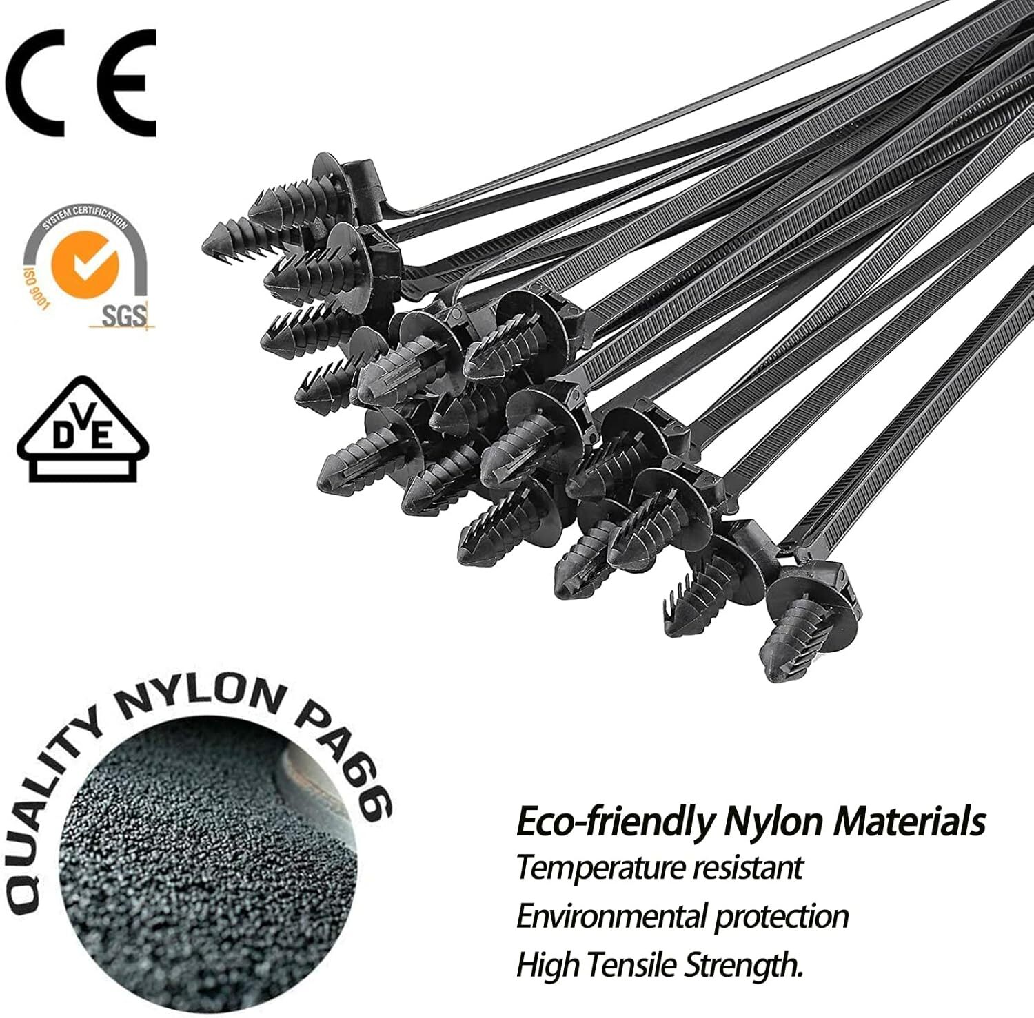 160Pcs Universal Nylon Push Mount Cable Zip Tie,Nylon Self Locking Cable Strap⭐⭐