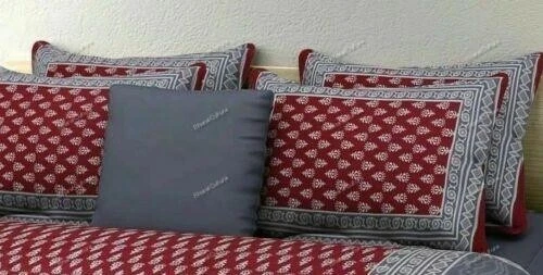 Drap Plat Mandala En Coton Maroon Avec 2 Taies D'Oreiller Double - Photo 2/4