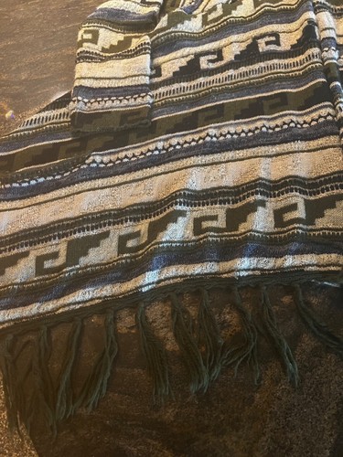 J JILL BOHO WICKEL PONCHO KIMONOÄRMEL GR M braun beige schwarz grau Loden grün - Bild 12 von 24