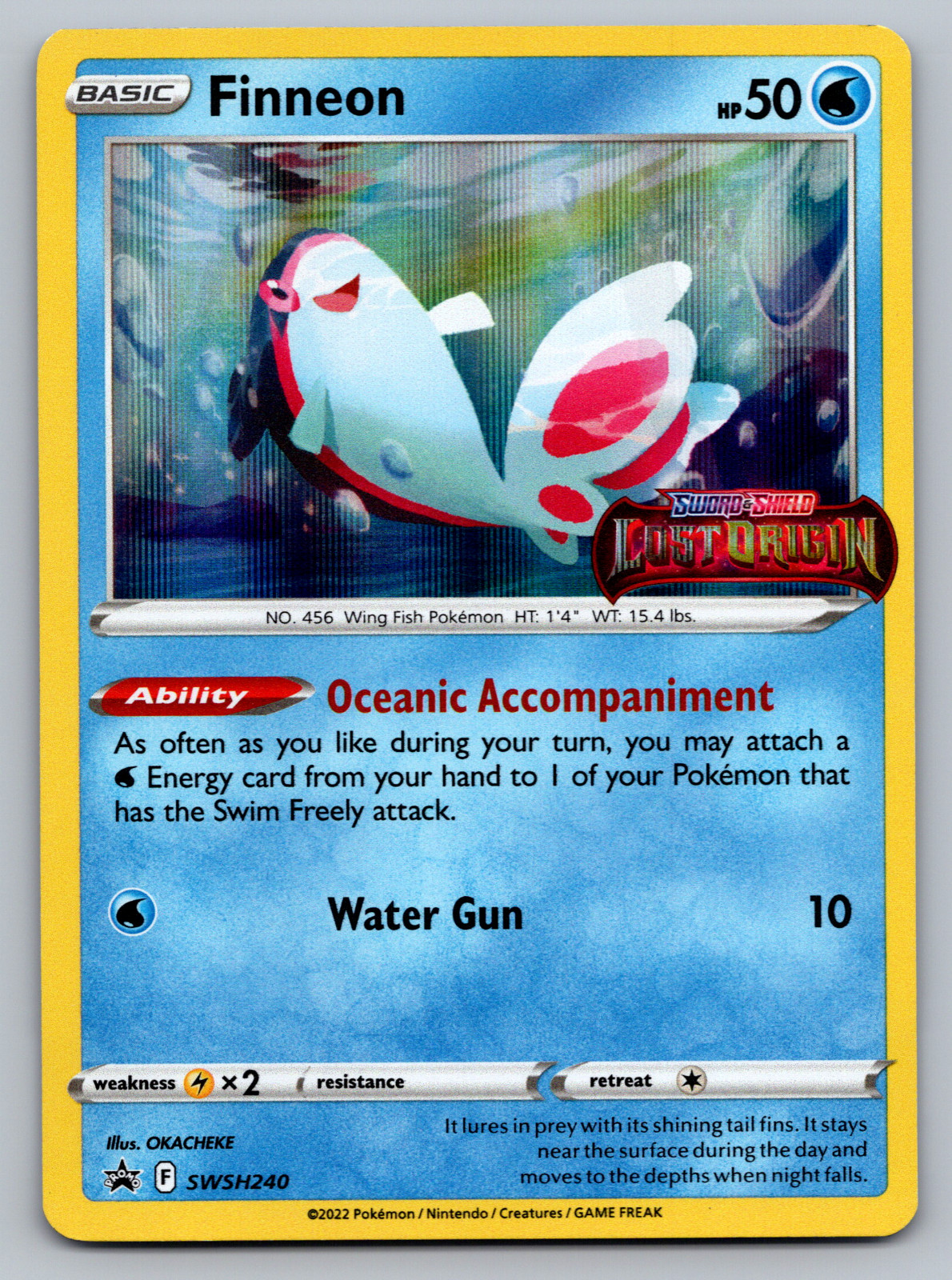 Finneon Pokemon Lost Origin SWSH240 Prerelease Black Star Promo NM