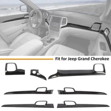 7x Black Wood Dashboard Panel Trim Door Handle Trim for Jeep Grand Cherokee11-21
