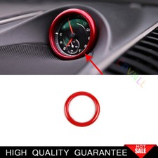 Para Porsche Cayenne 2011-2017 Rojo Brillante Consola Central Reloj Anillo Cubierta Borde