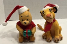 Applause Plush Christmas 5" Lion King Simba & Winnie The Pooh Stuffed Animals