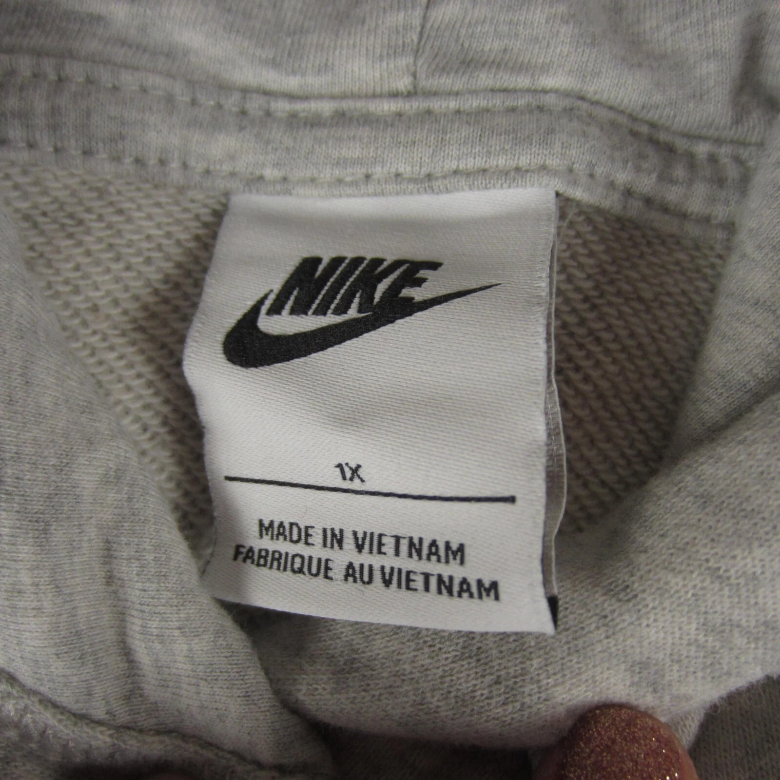 OFF WHITE Nike Sportwear Felpa con Cappuccio Donna 1X Grigio Crema DNA Stacked Swoosh Cropped