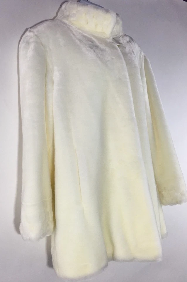 Abrigo Olympia Limited Inc Petite pequeño marfil crema blanco roto forrado de piel sintética Foto 3 de 4