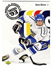 1992-93 UPPER DECK #617 SAKU KOIVU (RC) Rookie Team Finland Hockey Card