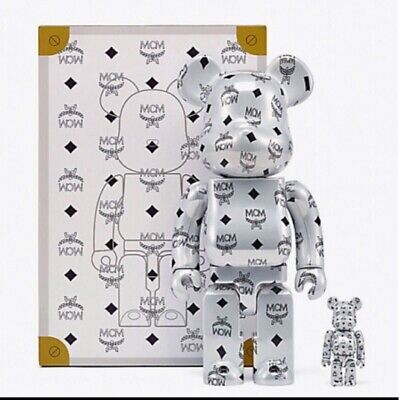 BE@RBRICK MCM WHITE CHROME Ver.100% 400% medicom Toy NEW BE@RBRICK MCM WHITE CHROME Ver.100% 400% medicom Toy NEW