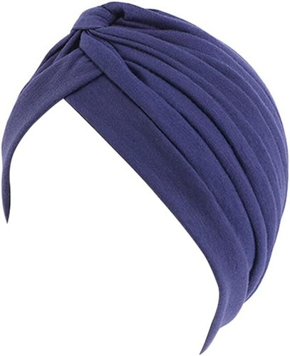 Women's Cotton Turban Head Wrap Cancer Chemo Beanies Cap One Size, Navy